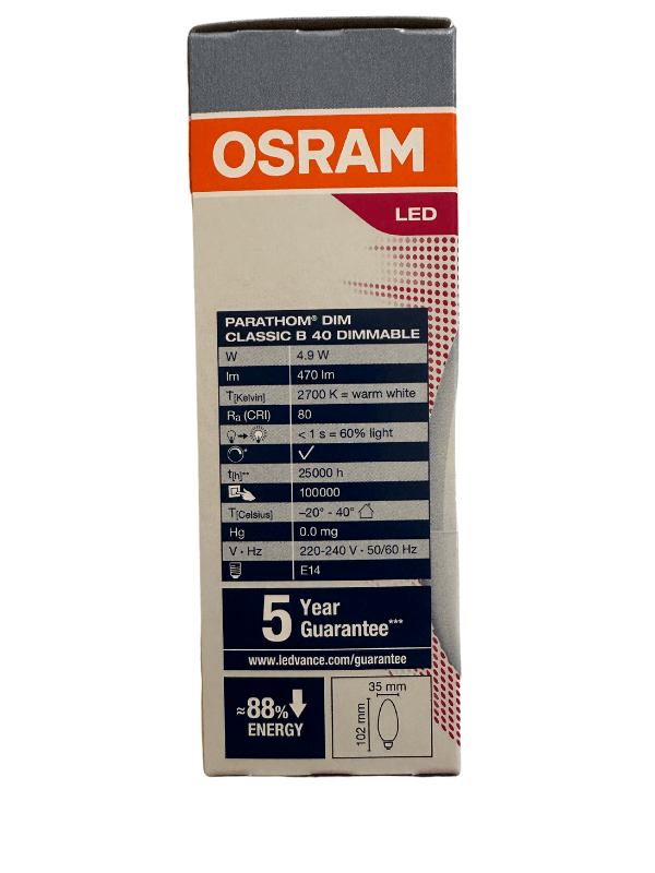 Osram Parathom 4.9W (40W) E14 Duy 2700K Sarı Dim Edilebilir (3 Adet)