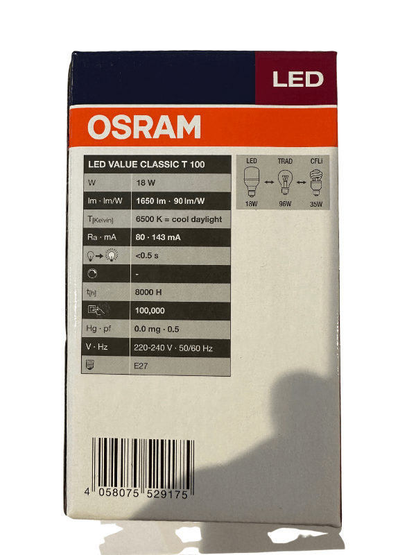 Osram 18W (104W) Jumbo Torch LED Ampül Beyaz 6500K E27 Duylu (2 Adet)
