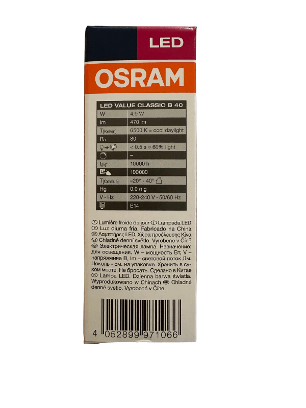 Osram 4.9W (40W) E14 Duy 6500K Beyaz (5 Adet)