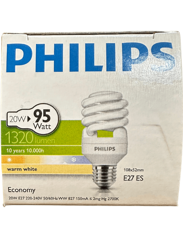 Philips Economy 20W (95W) 827 2700K (Sarı Işık) E27 Duylu Floresan Ampul (8 Adet)