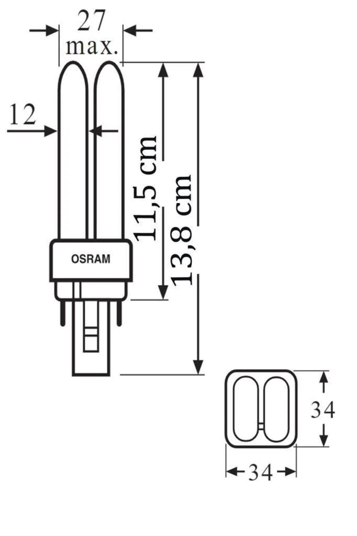 Osram Dulux D 13W 840 2P PLC Ampul 4000k Günışığı (5 Adet)