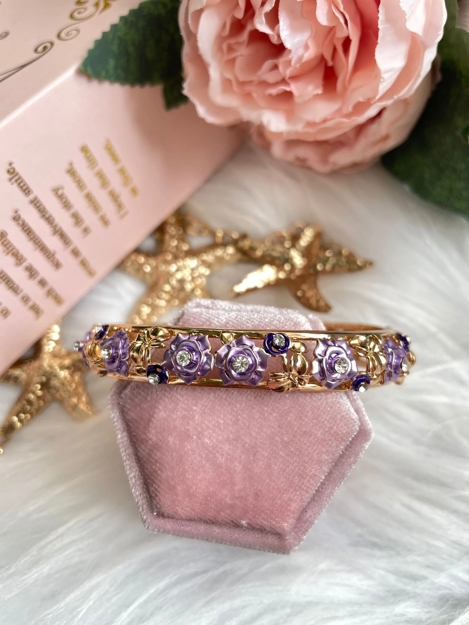 Purple Rose Saten Mineli Bilezik