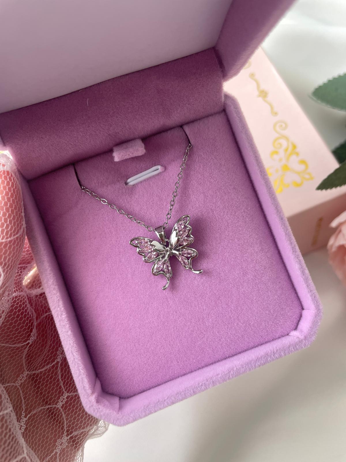 Pink Butterfly Kolye