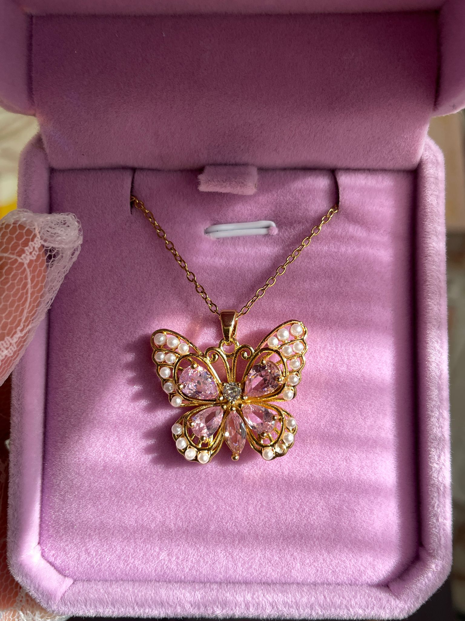 Pearl Butterfly Çelik Kolye