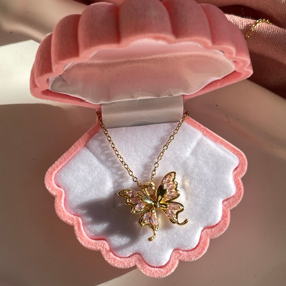 Pink Butterfly Kolye