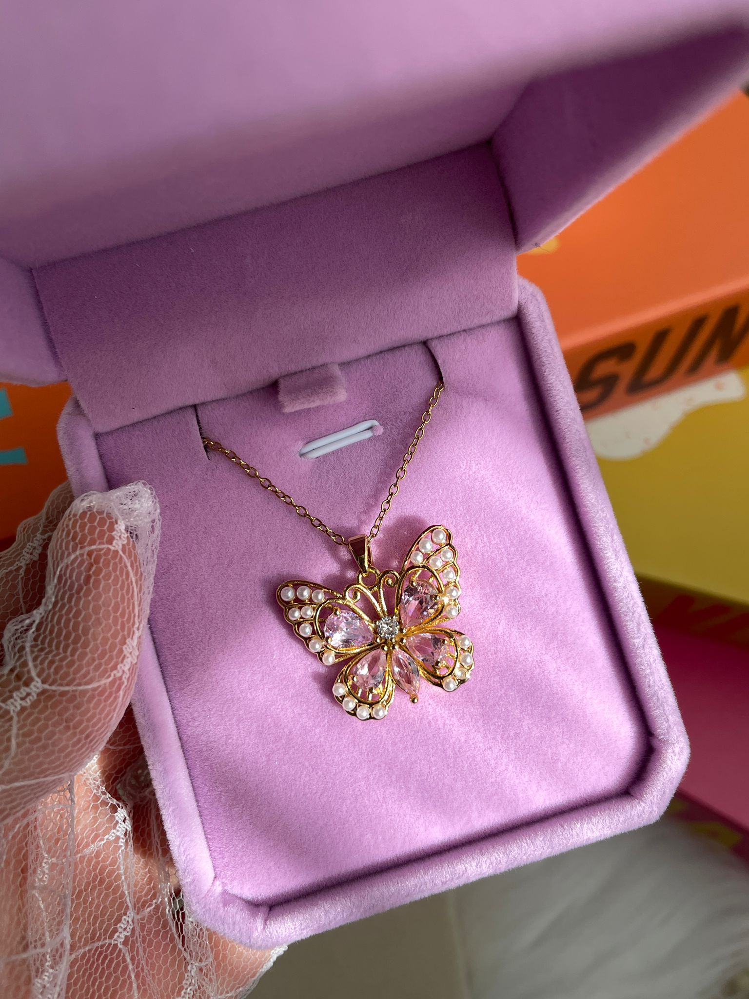 Pearl Butterfly Çelik Kolye