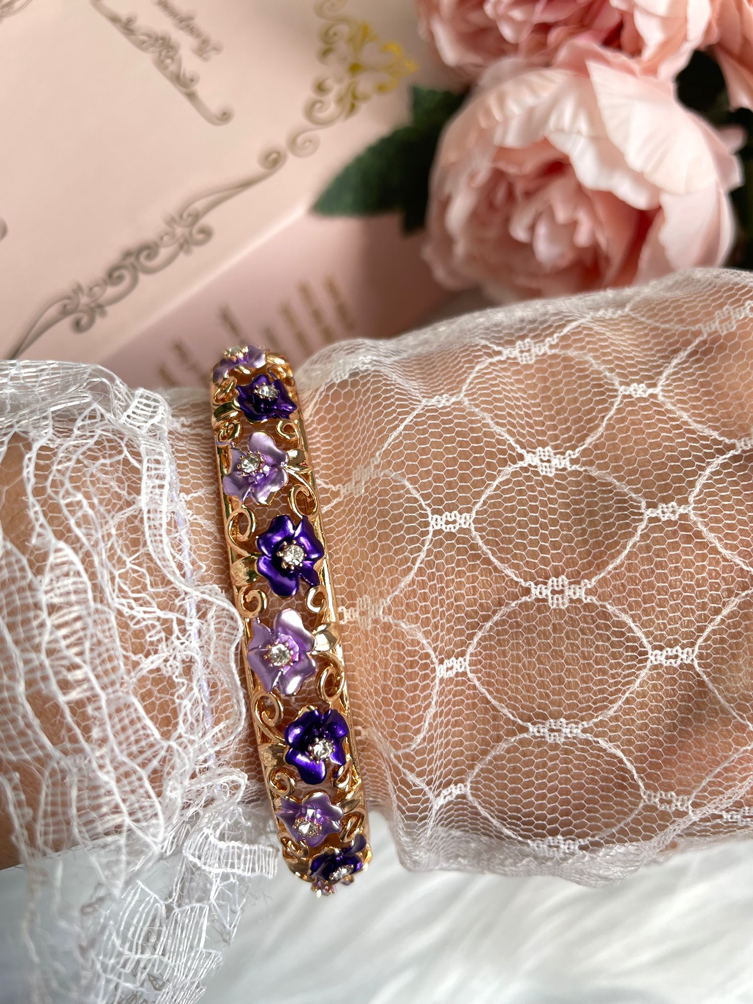 Purple Dream Saten Mineli Bilezik