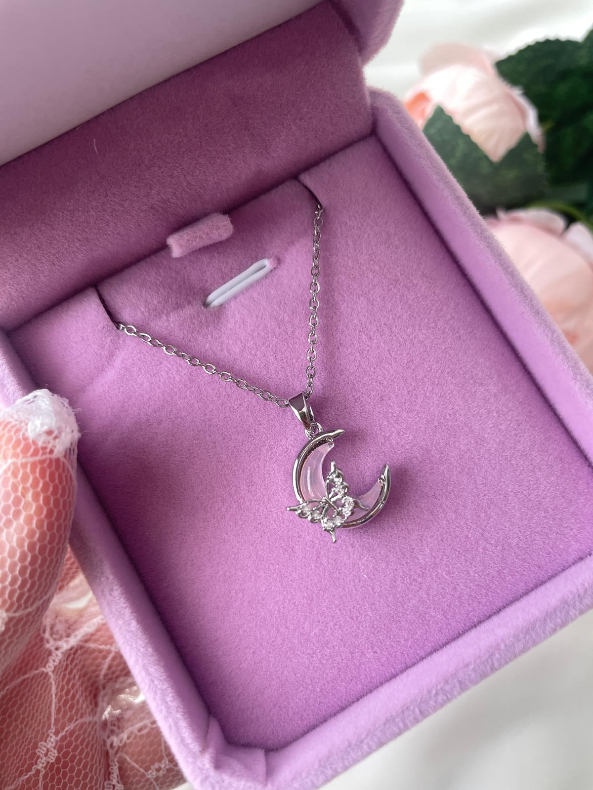 Pink Moon Butterfly Kolye