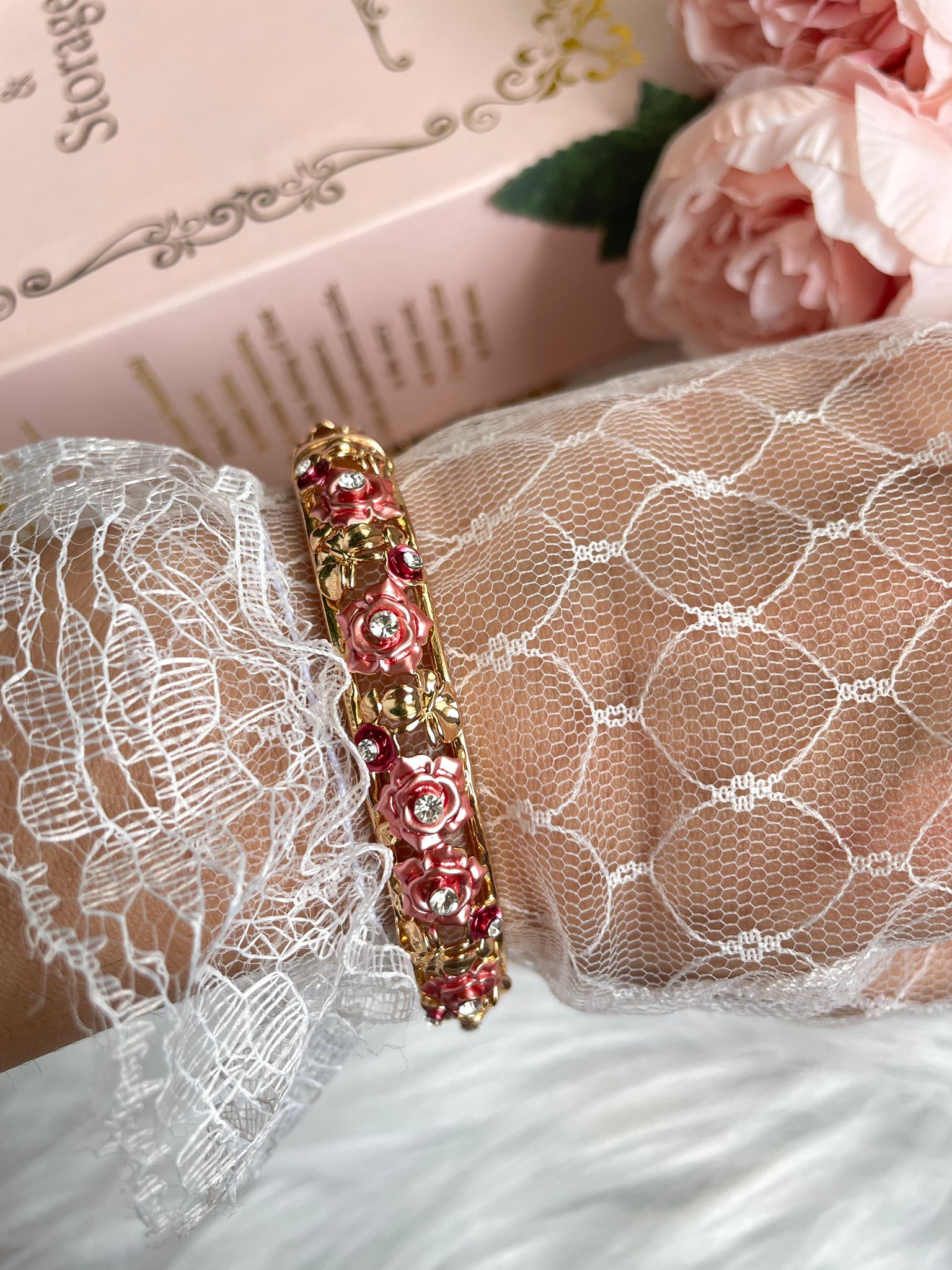 Red Rose Saten Mineli Bilezik