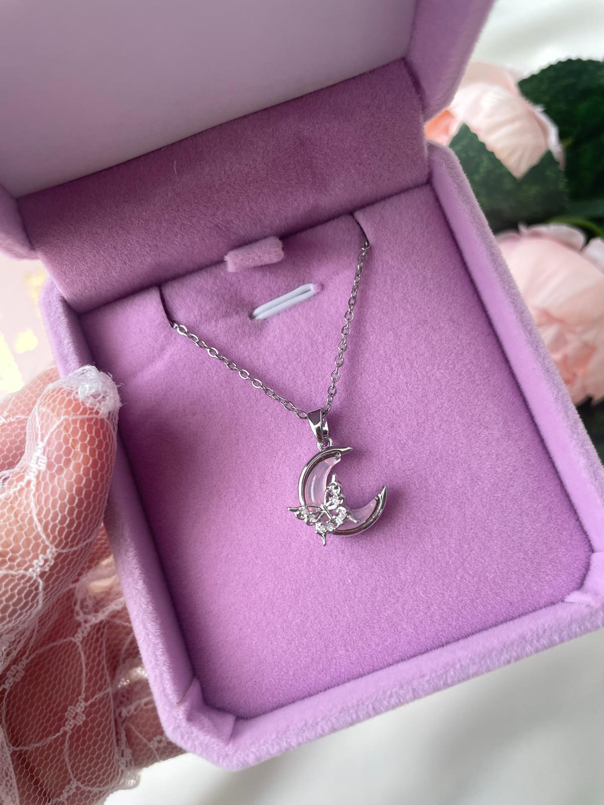 Pink Moon Butterfly Kolye