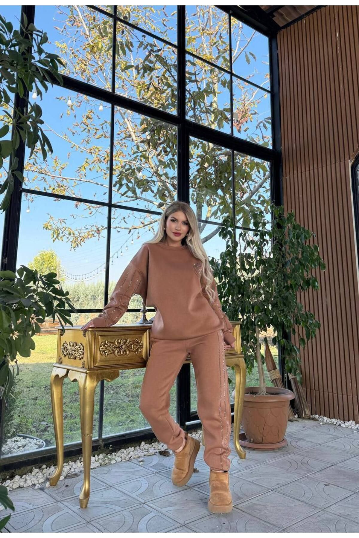 Kadın 3 İplik Şardonlu Sportif Alt Üst Takım