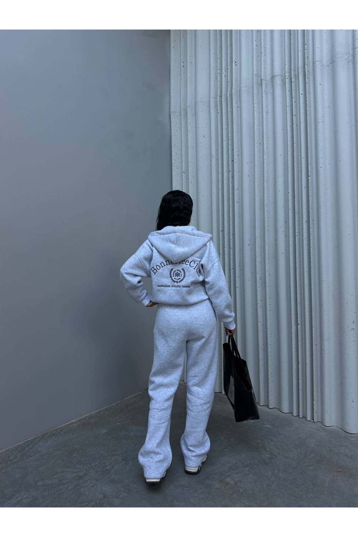 Kadın Kaliteli Lüks Giyim 3 İplik Şardonlu Nakış Detay Alt Üst Takım