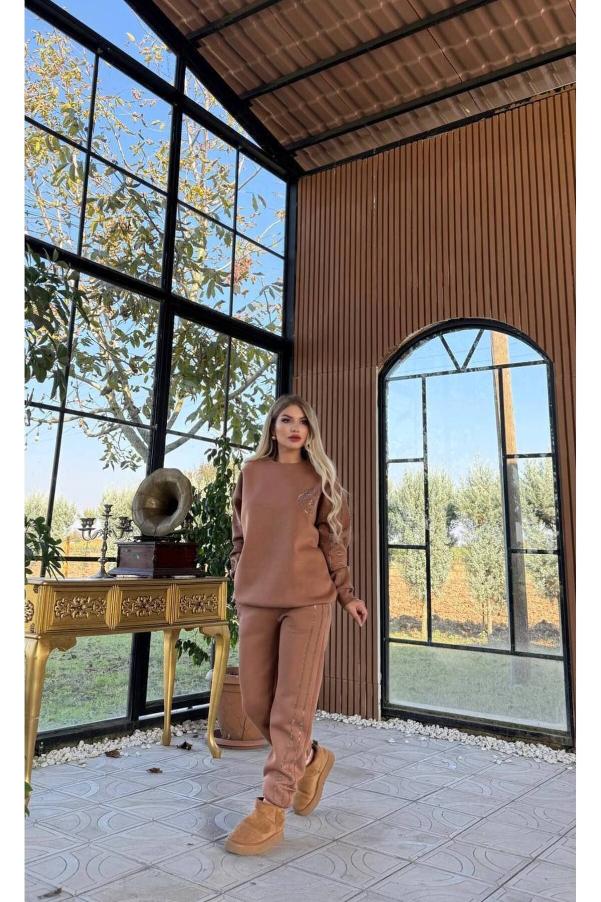 Kadın 3 İplik Şardonlu Sportif Alt Üst Takım