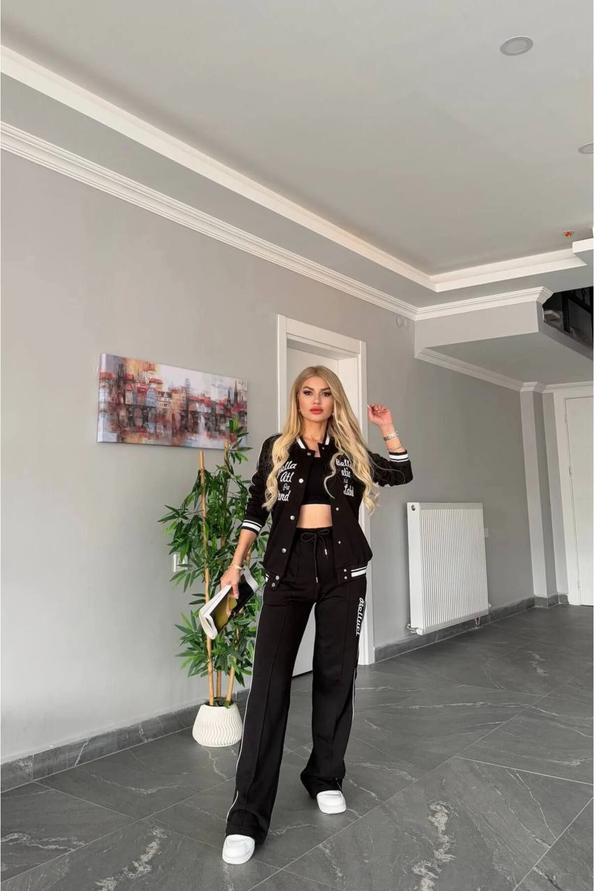 Kadın 3 İplik Çıt Çıt Detaylı Sportif Alt Üst Takım