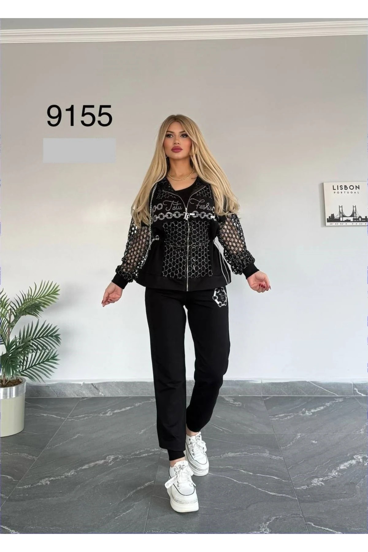 Kadın Kaliteli Lüks Giyim İç Göstermez File Compakt Kumaş 2 İplik 3 Lü Takım