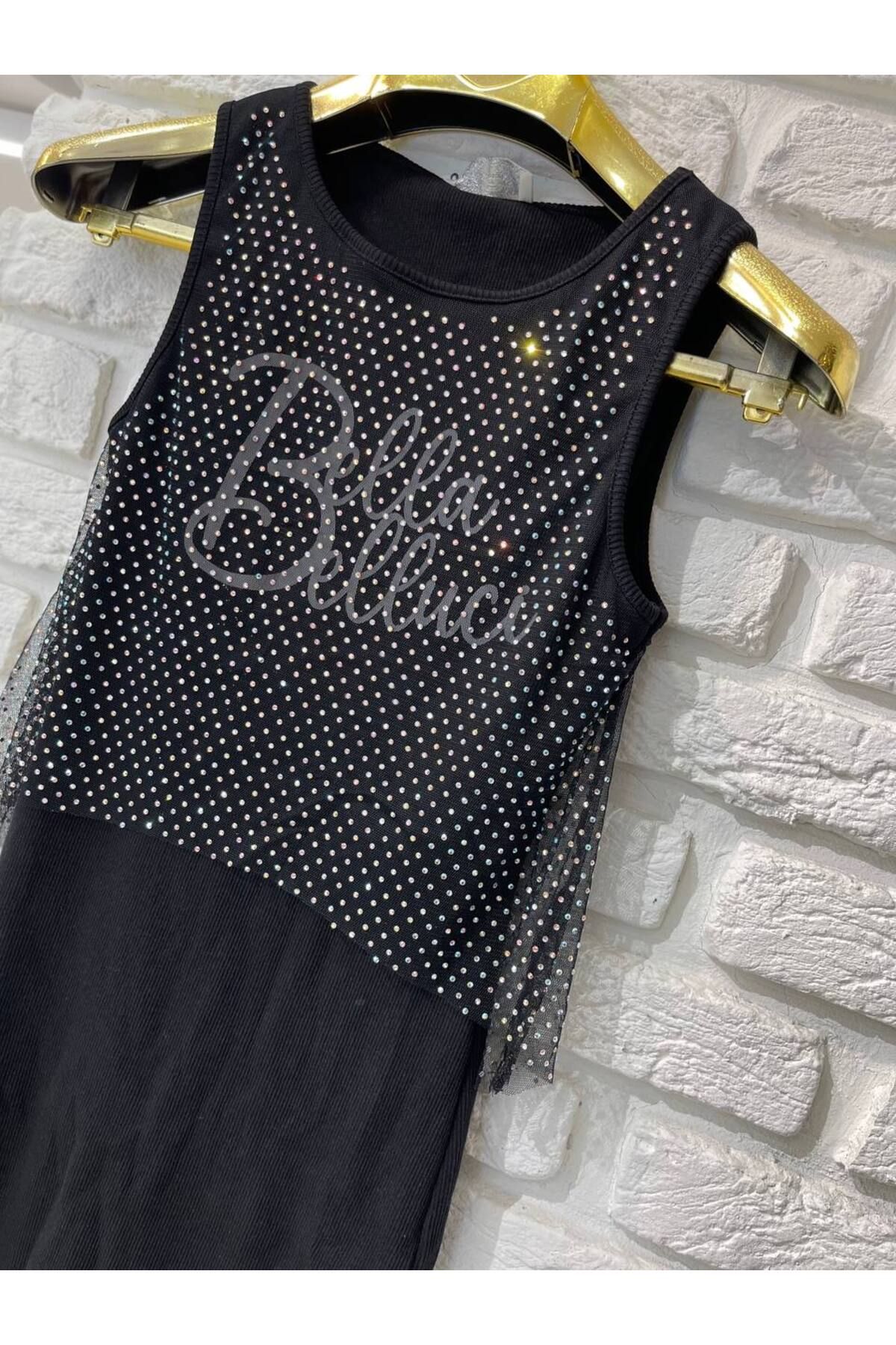 YENİ SEZON TAŞ DETAYLI ELBİSE