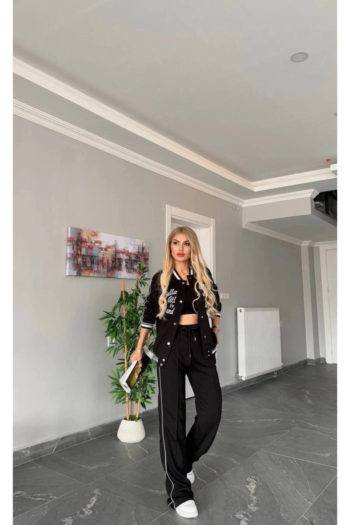 Kadın 3 İplik Çıt Çıt Detaylı Sportif Alt Üst Takım