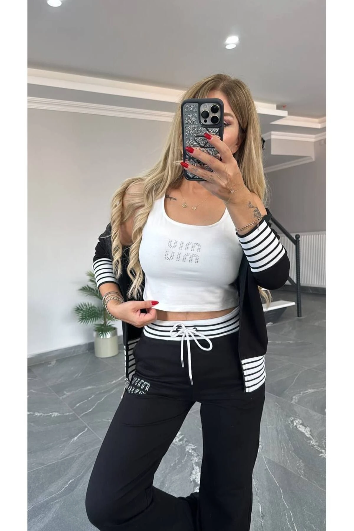 Kadın Yüksek Kalite Geniş Askılı crop 3 LÜ Takım