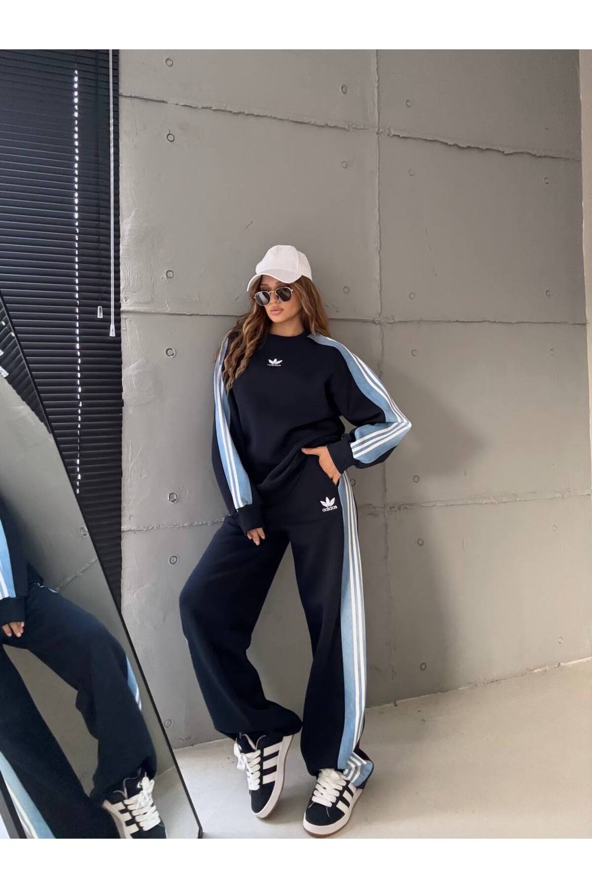 Kadın Kaliteli Lüks Giyim 3 İplik Kot Detaylı Alt Üst Takım