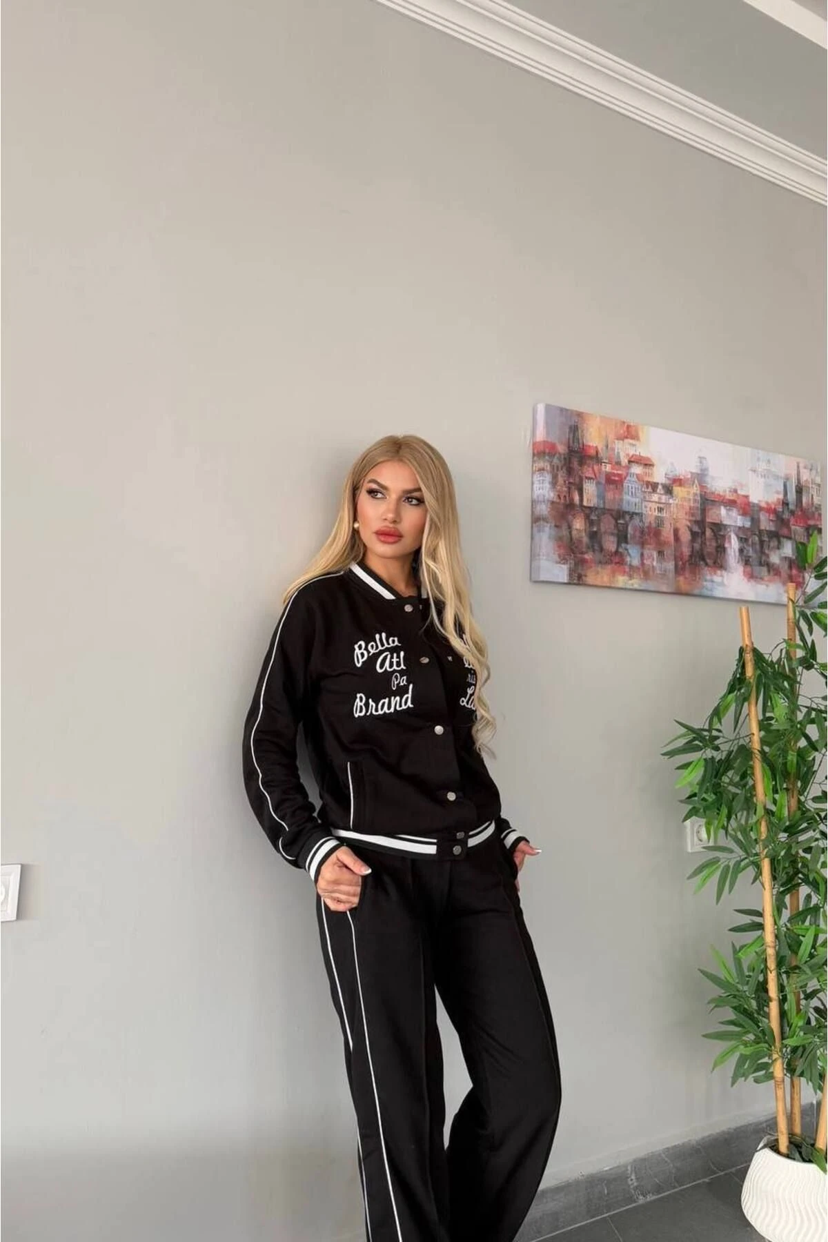 Kadın 3 İplik Çıt Çıt Detaylı Sportif Alt Üst Takım