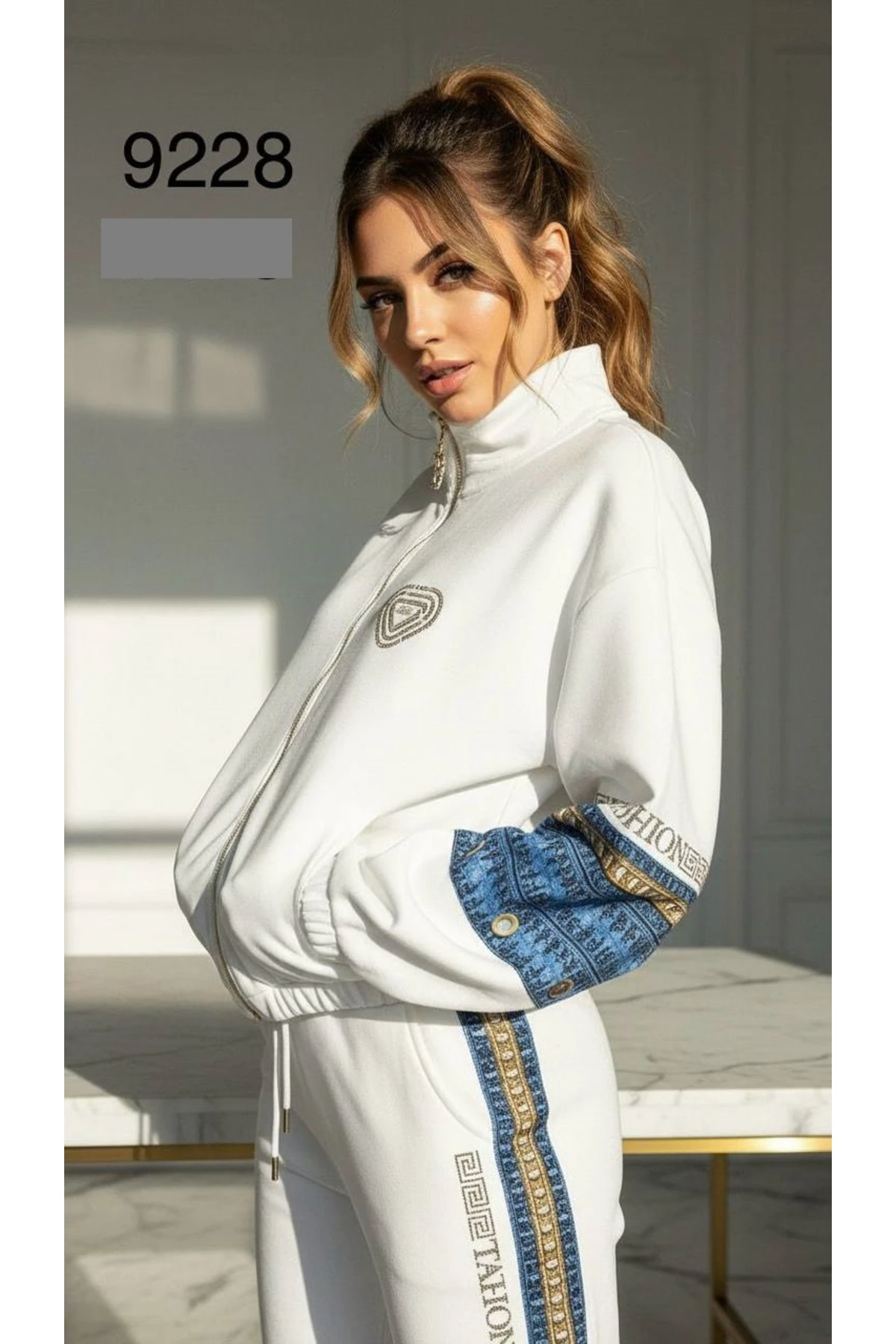 Kadın Kaliteli Lüks Giyim Lastikli Paça Taş Detaylı Alt Üst Takım