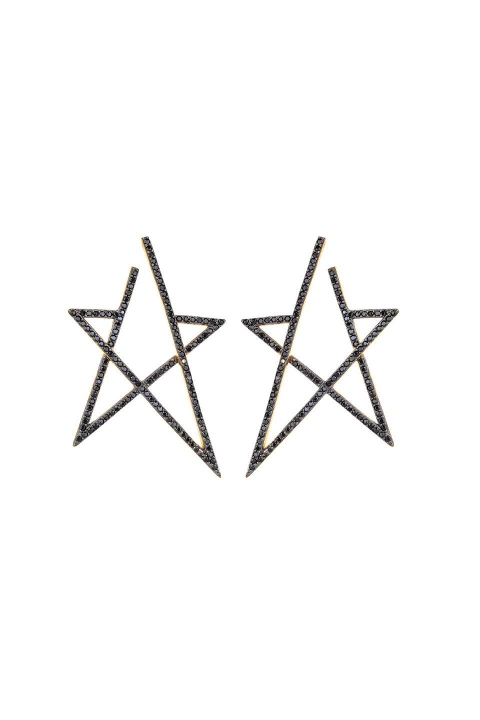 Star big silver earrings