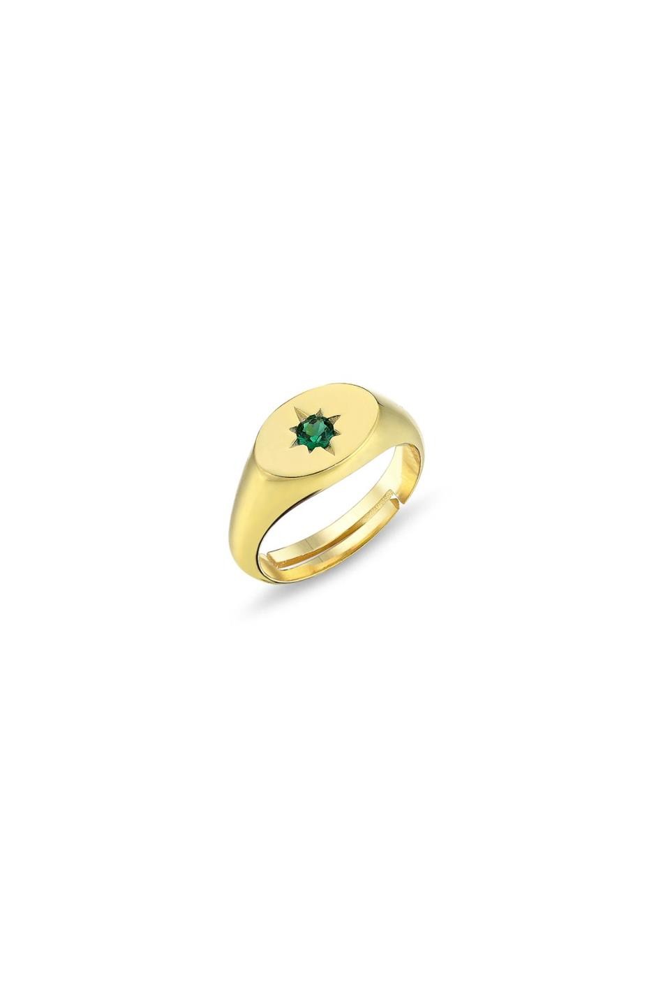 Green Zircon Gold Plated Ring