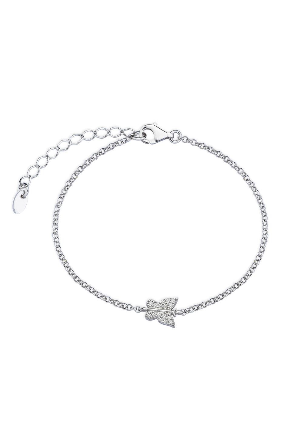 Zircon Diamond Butterfly Detailed Silver Bracelet