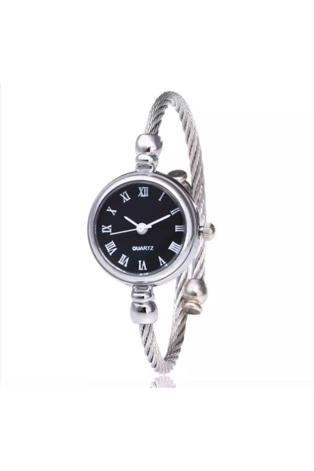 Metal-beyaz Ince Bileklik Yuvarlak Vintage&retro Saat