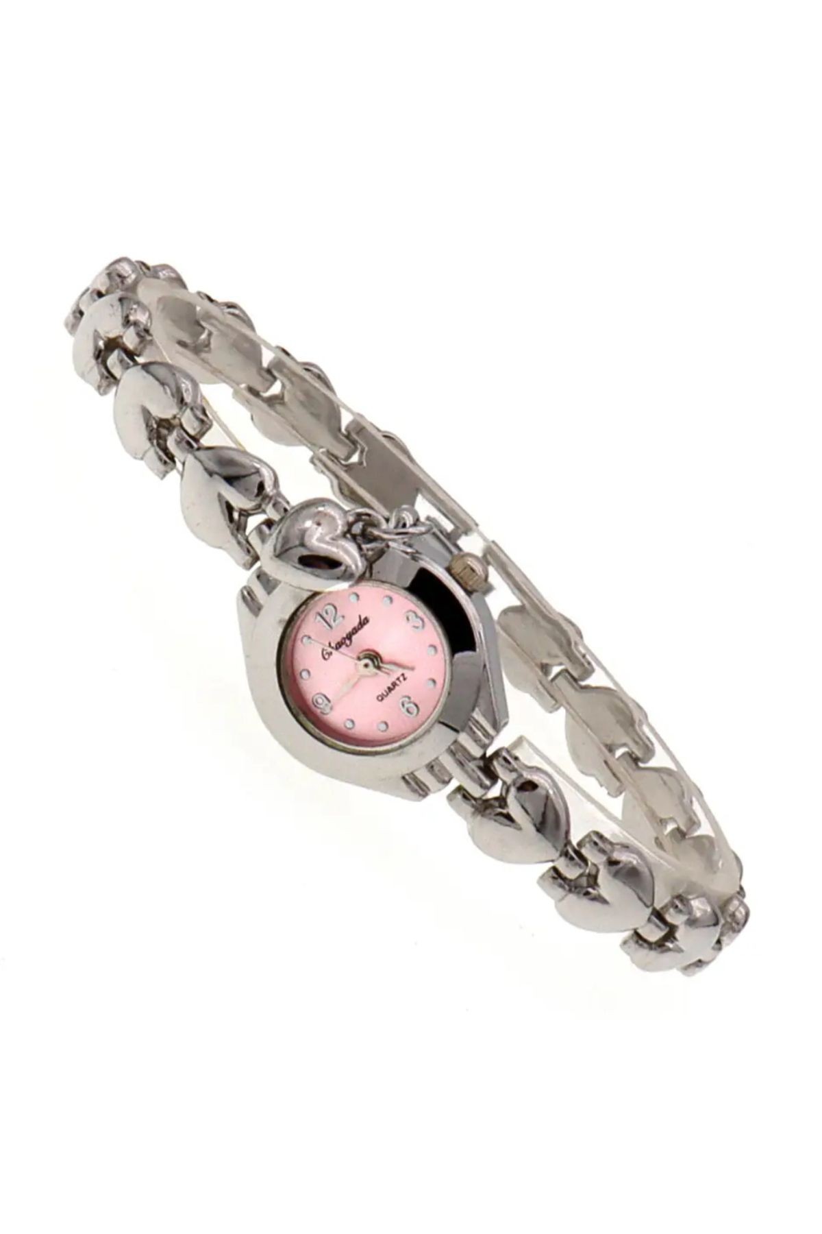Birleşik Kalpli Yuvarlak Metal Vintage&Retro Saat