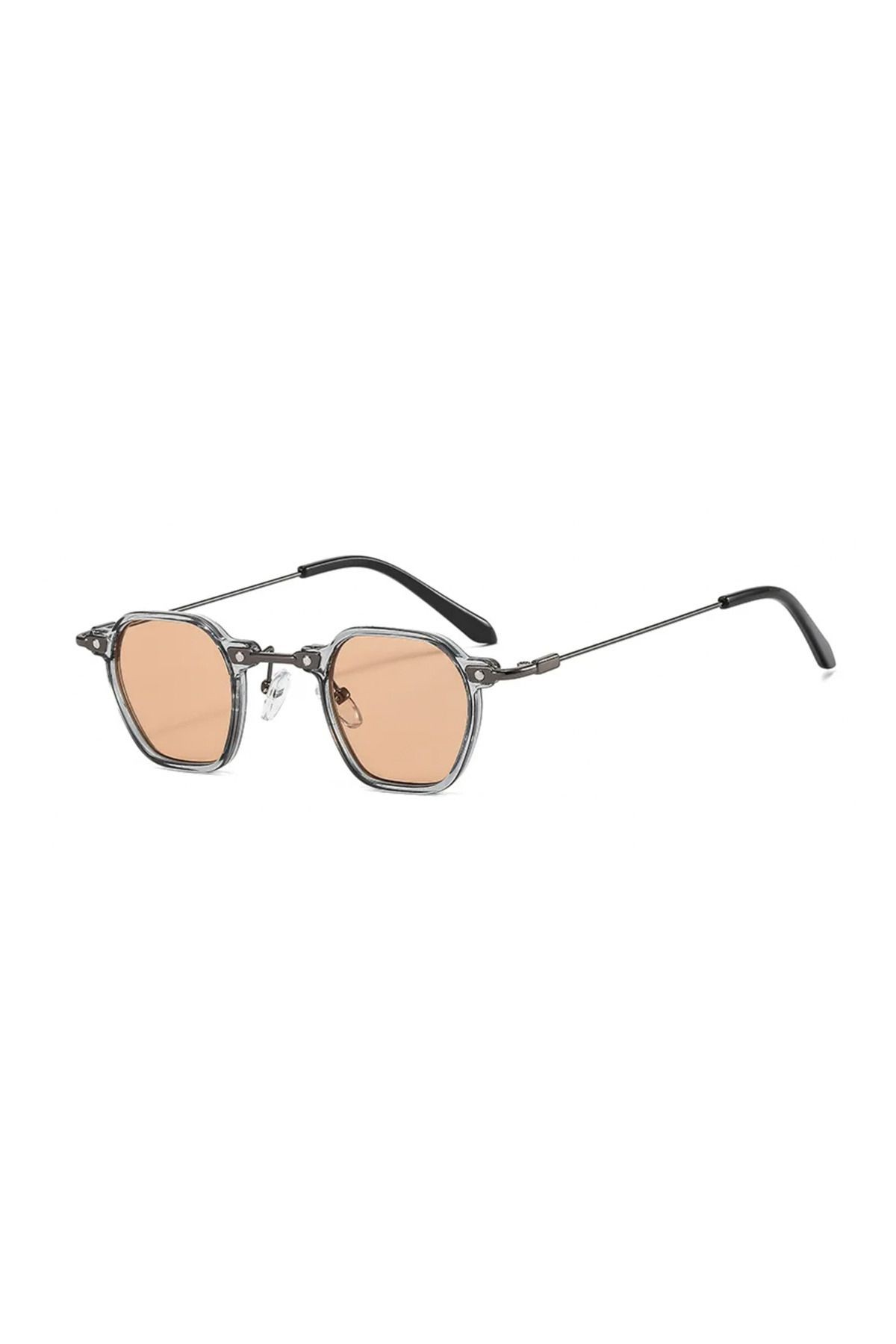 Tirema Gri Çerçeve Bej Cam Vintage & Retro Unisex Güneş Gözlüğü