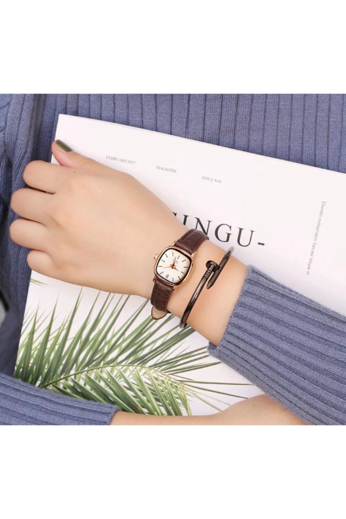 Rhea Kahverengi Vintage&retro Kare Saat