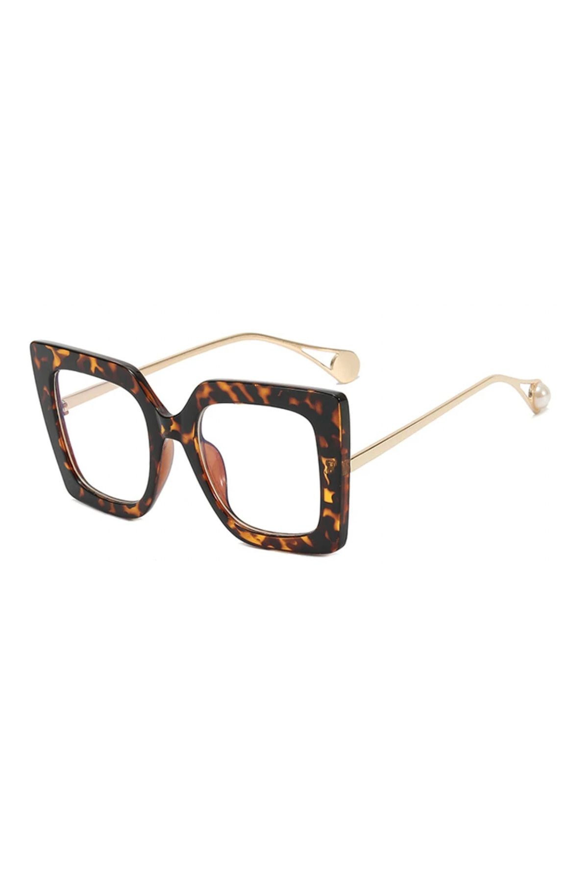 Drelina Leopar Desenli Vintage & Retro Gözlük
