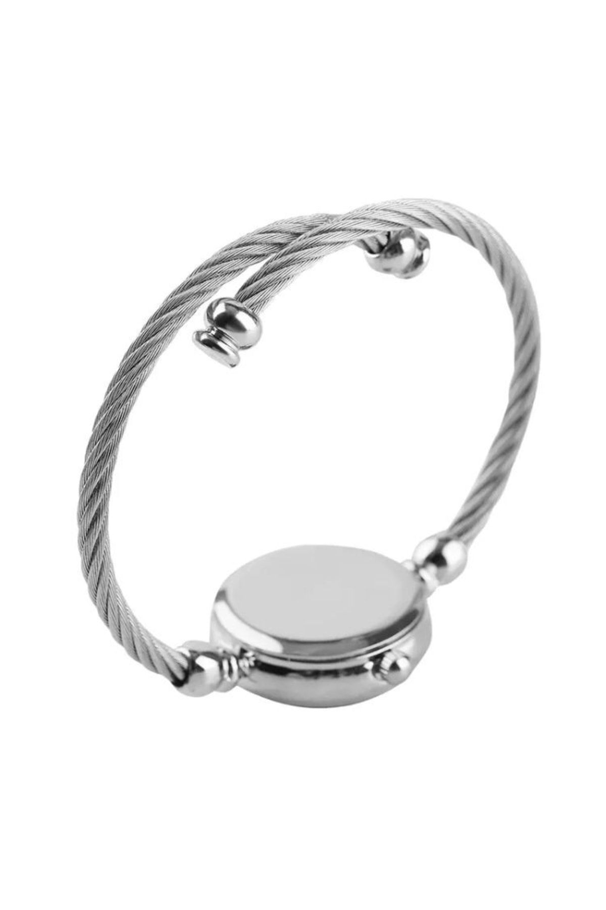 Metal-beyaz Ince Bileklik Yuvarlak Vintage&retro Saat