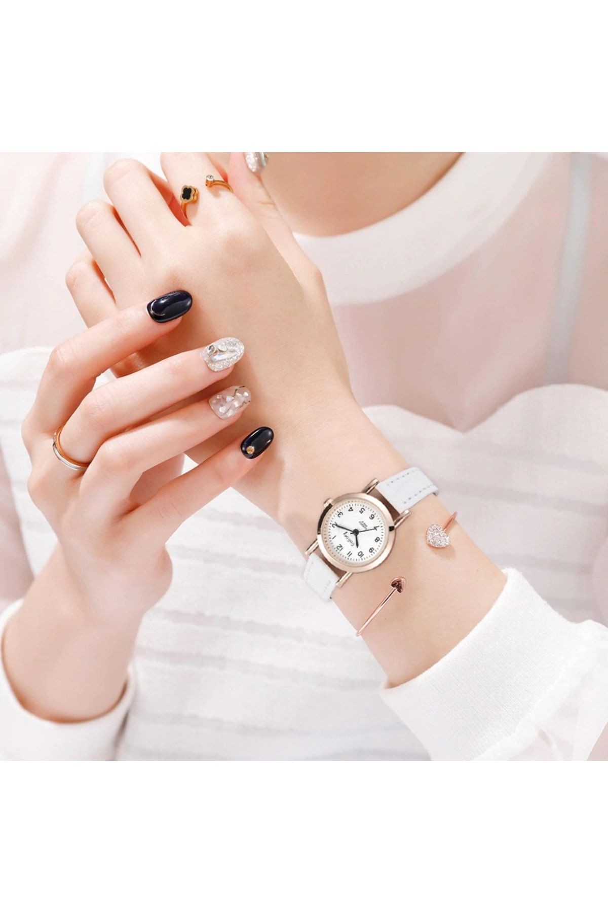 Dubhe Beyaz Yuvarlak Vintage&retro Saat