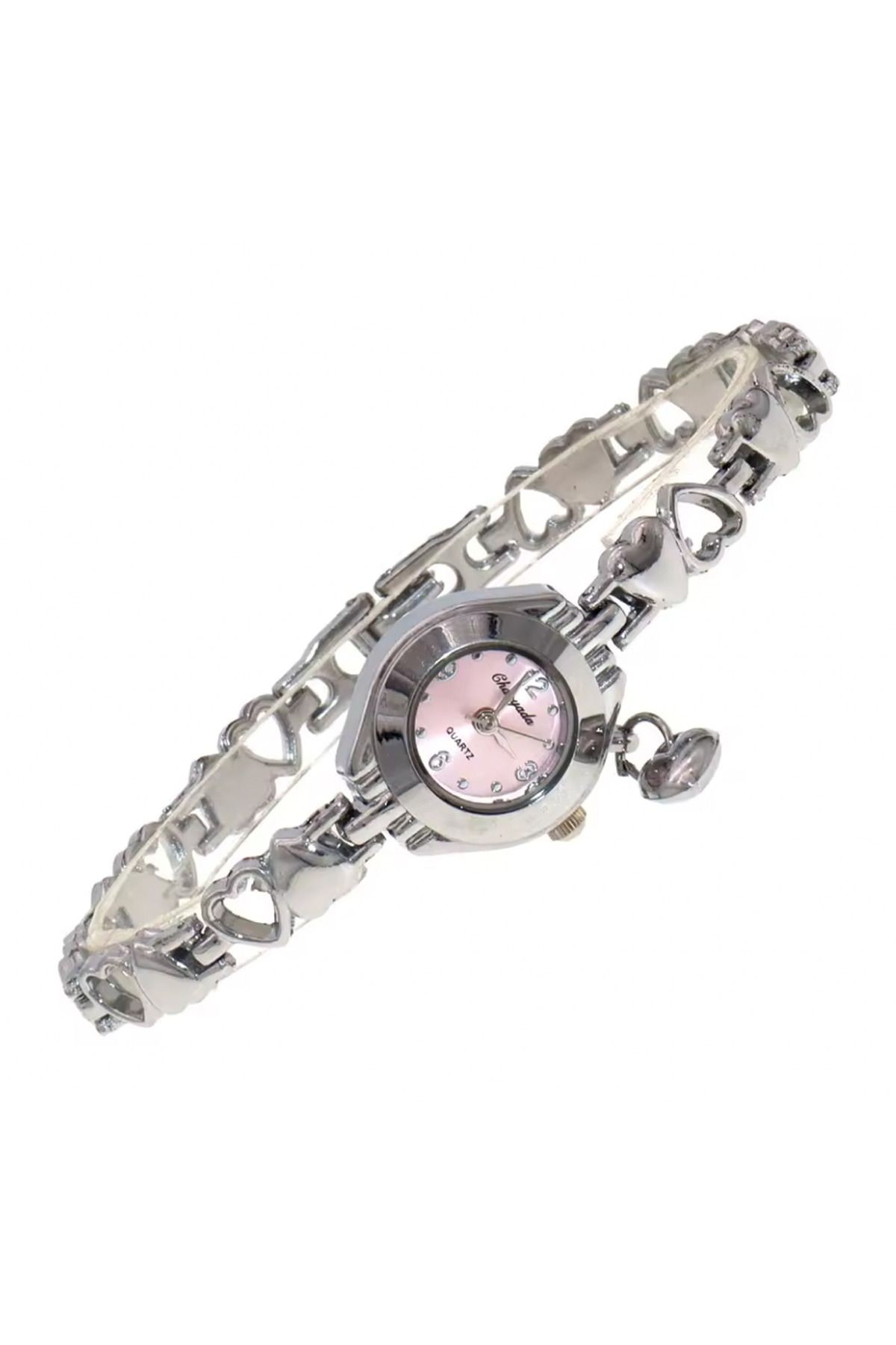 Birleşik Kalpli Yuvarlak Metal Vintage&Retro Saat