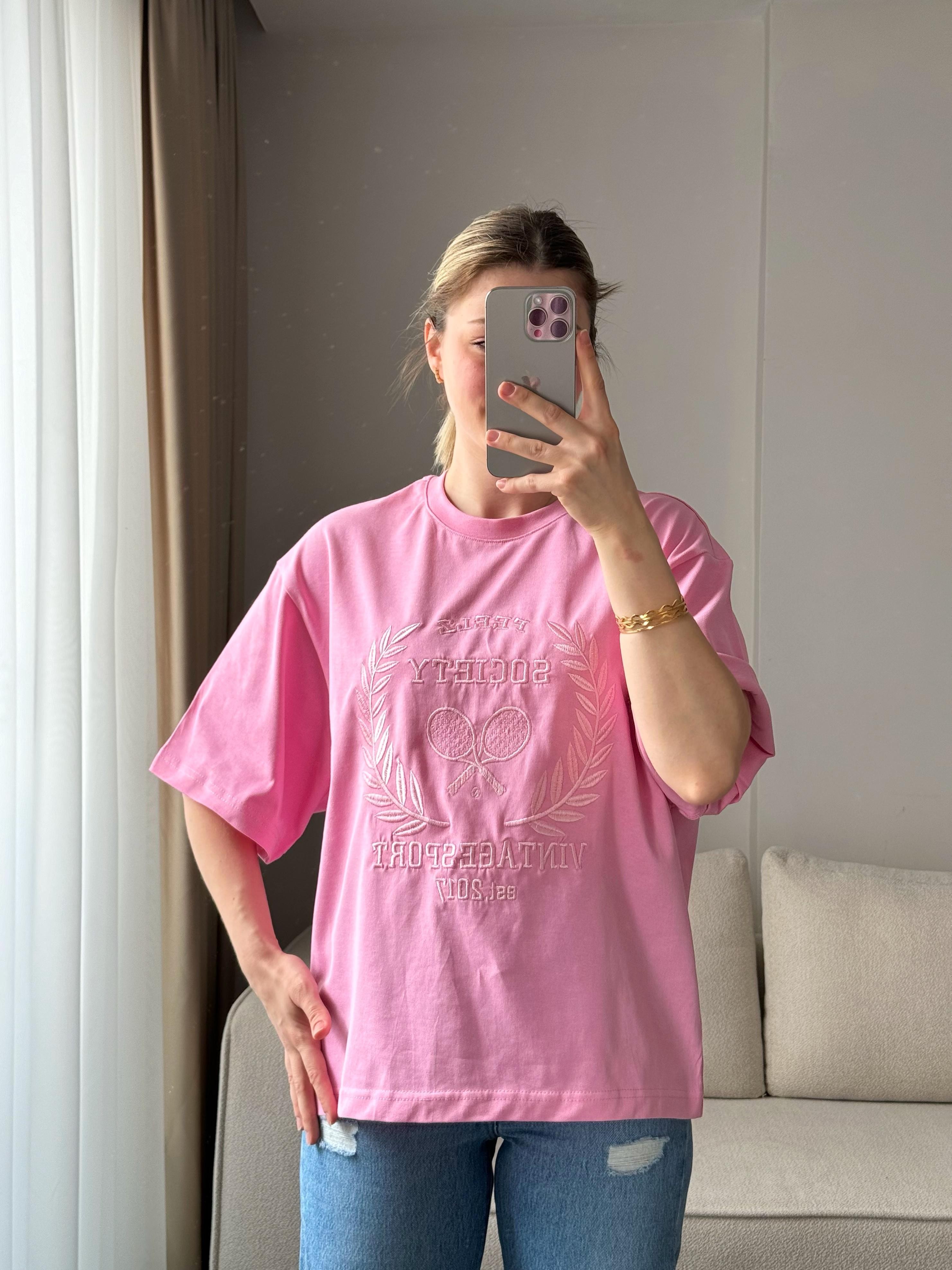 Tennis Vintage T-Shirt - Pembe