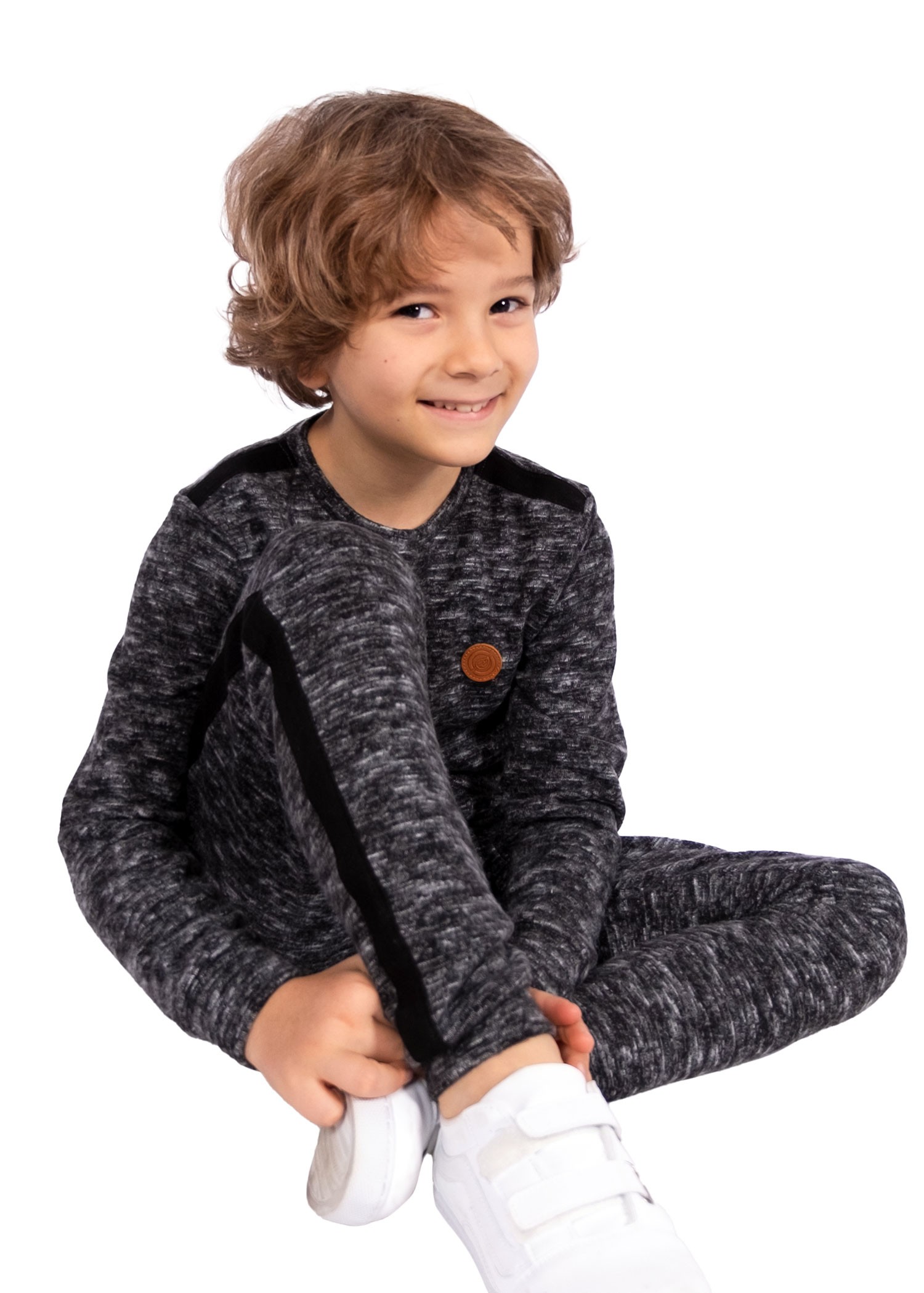 Soft Winter Boy's Tracksuit Set Black melange