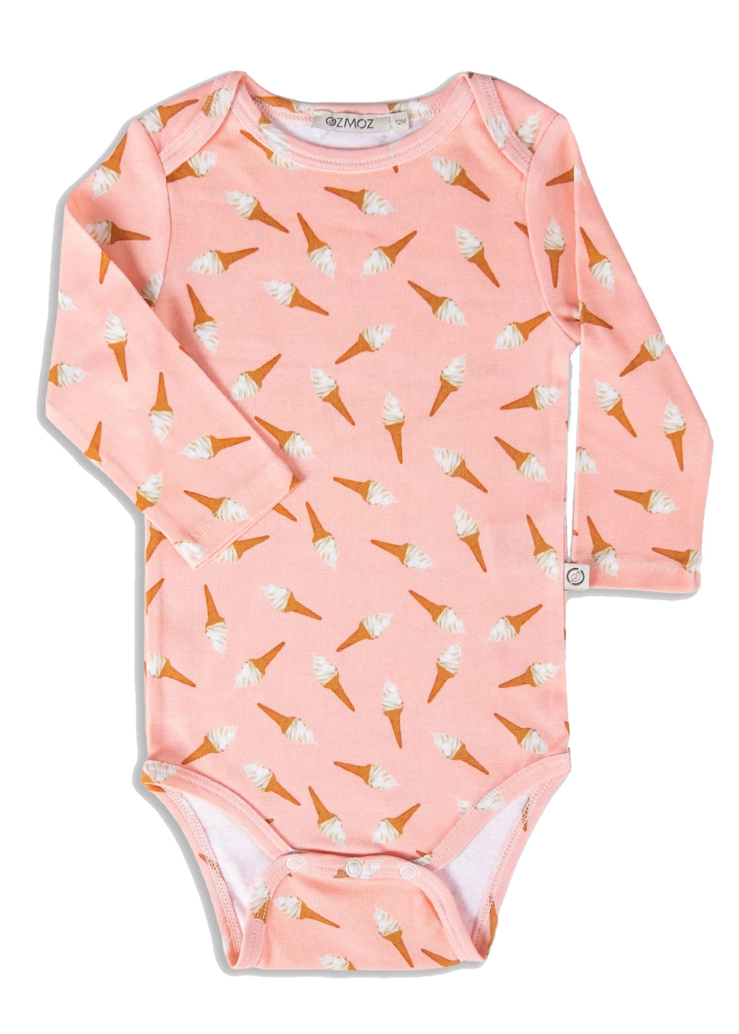 Organic Ice Cream Printed Pink Baby Girl Bodysuit