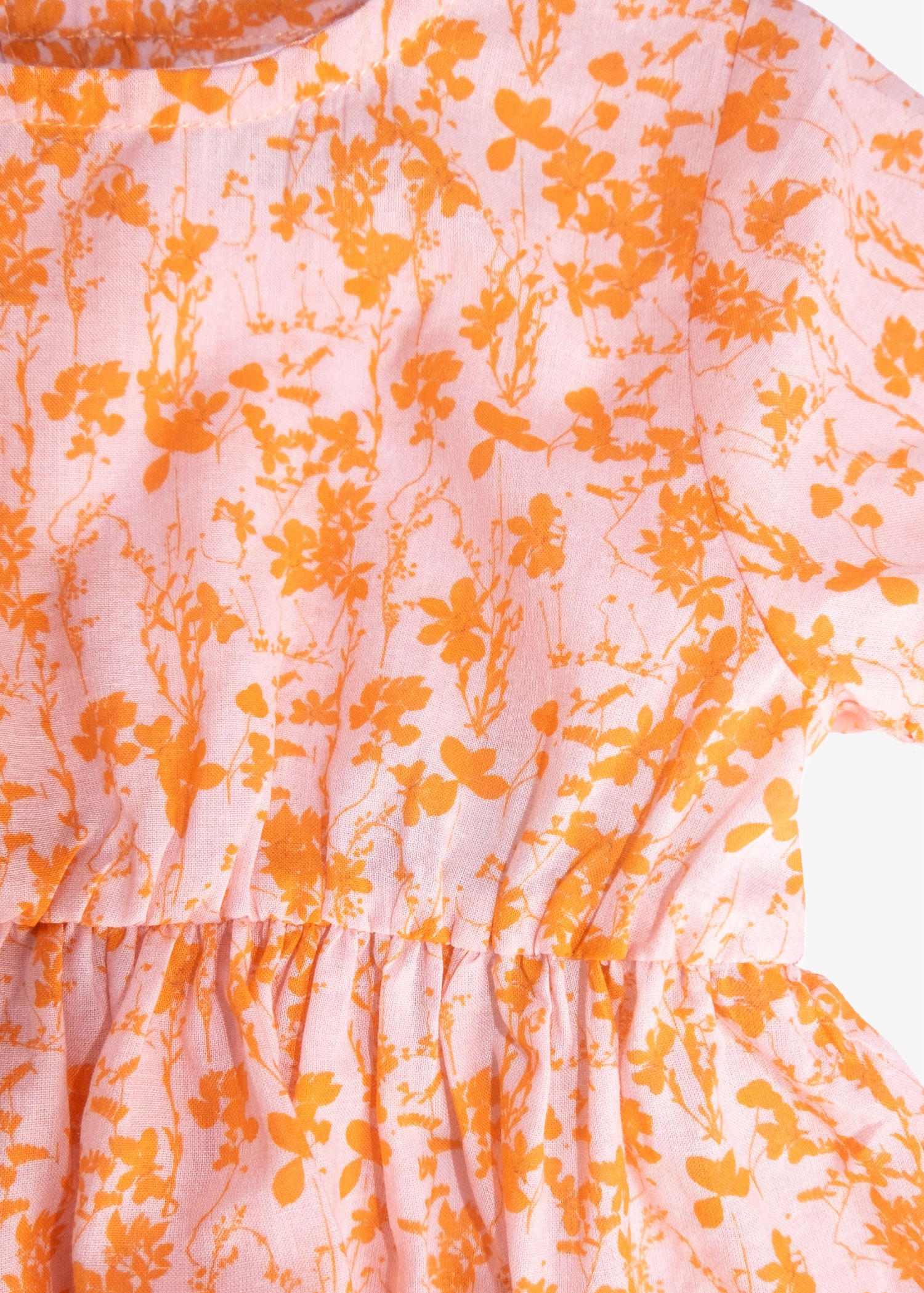 100% Cotton Orange Floral Summer Baby Girl Dress