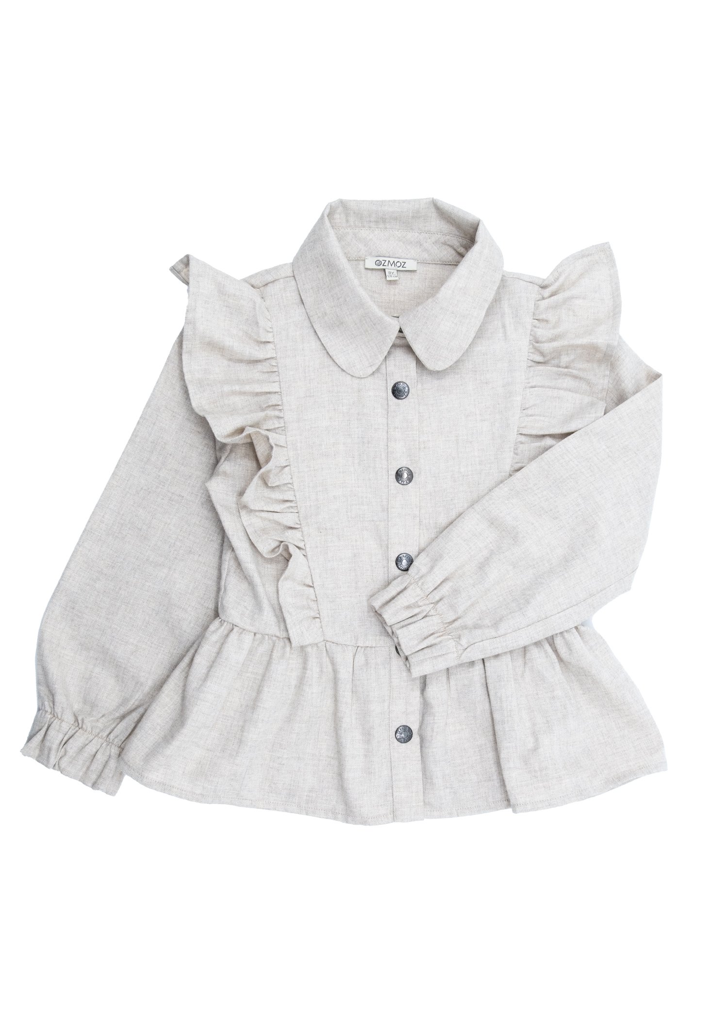 Ruffled Beige Winter Girl's Shirt