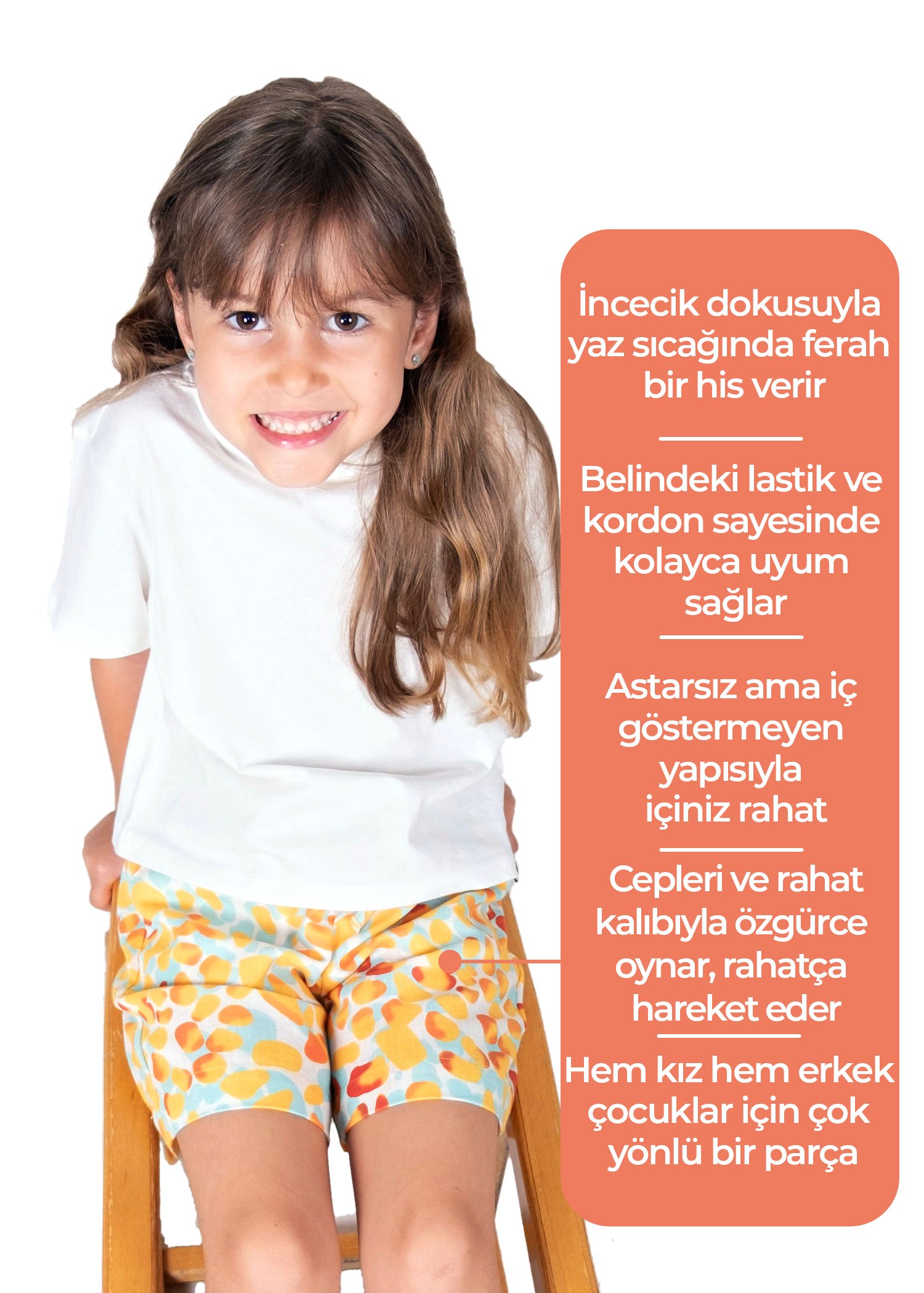 Rengarenk İnce Dokuma Yazlık Minik Kız Çocuk Şort