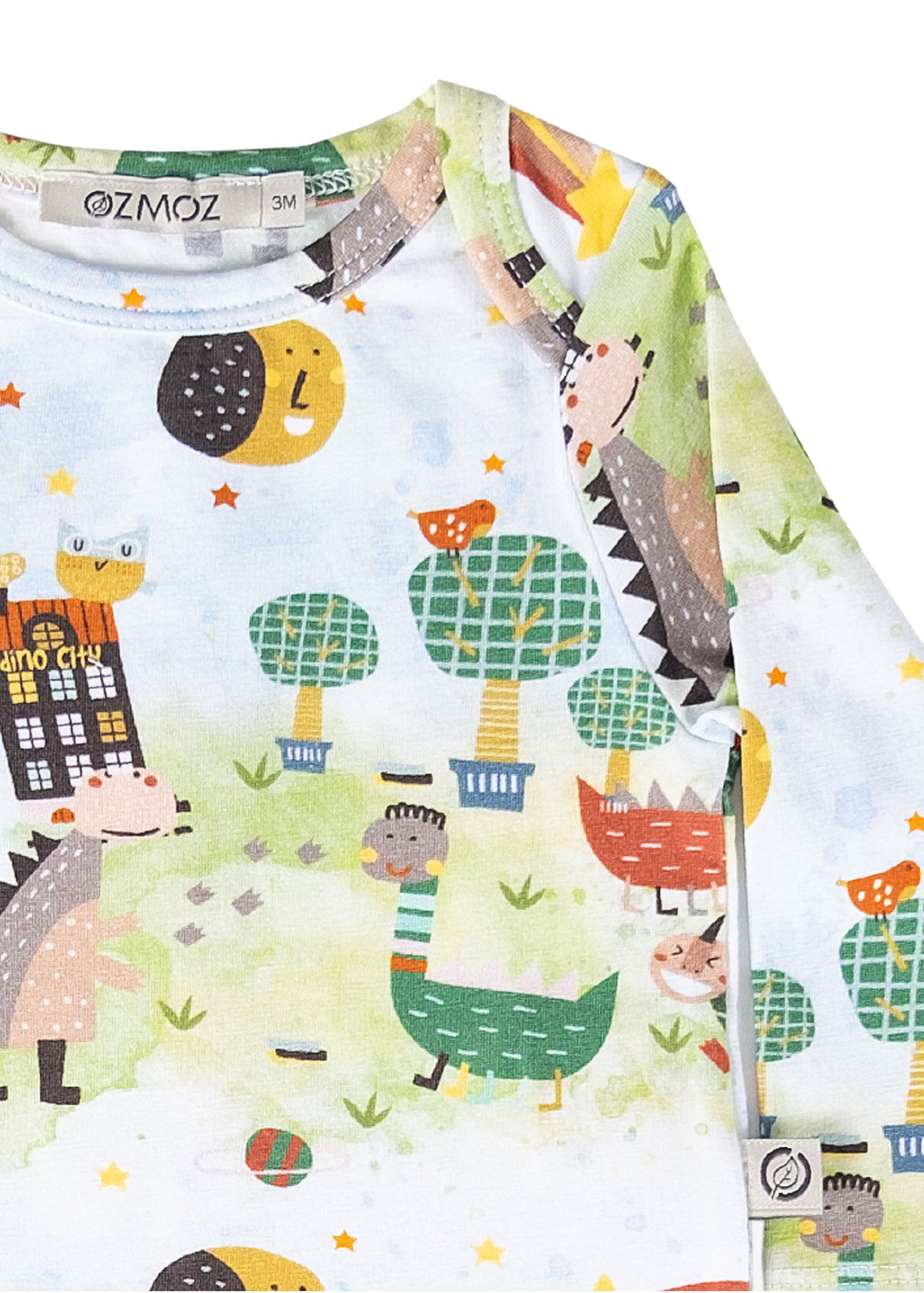 Organic Dino Printed Long Sleeve Unisex Baby Jumper