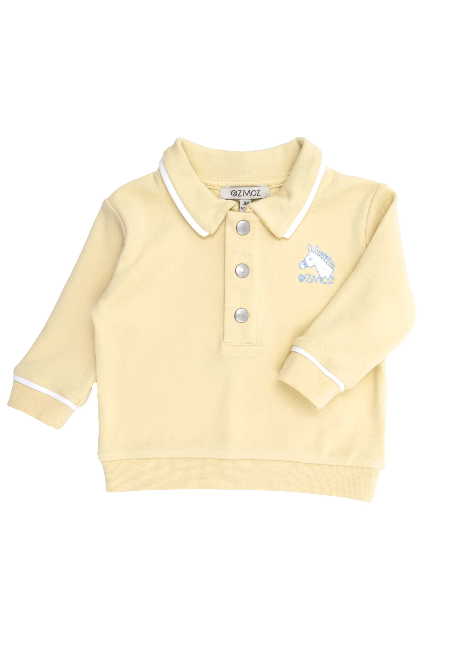 Organik Polo Yaka Tatlı Hardal Kışlık Erkek Bebek Üst