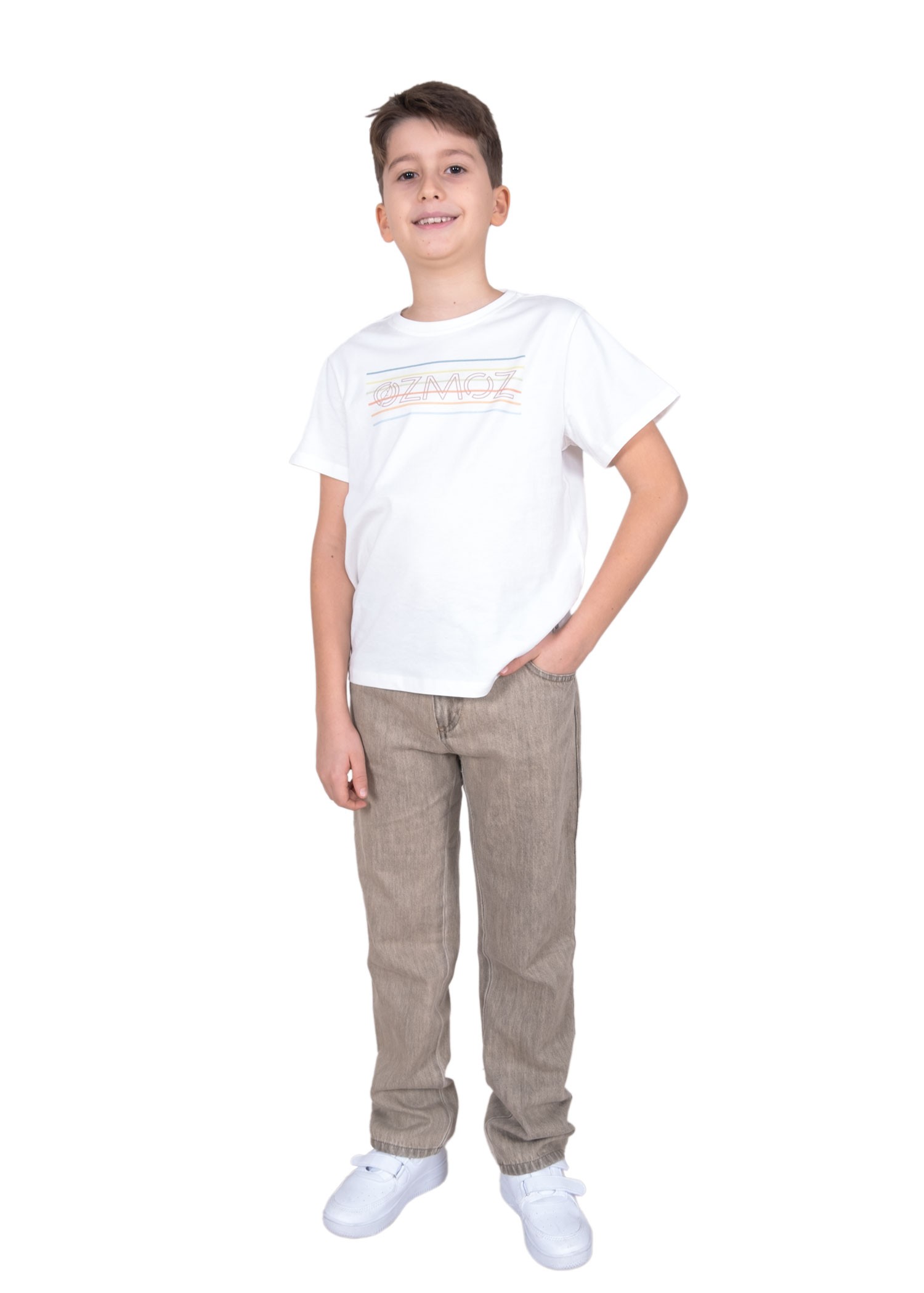 100% Cotton Denim Beige Boy's Trousers