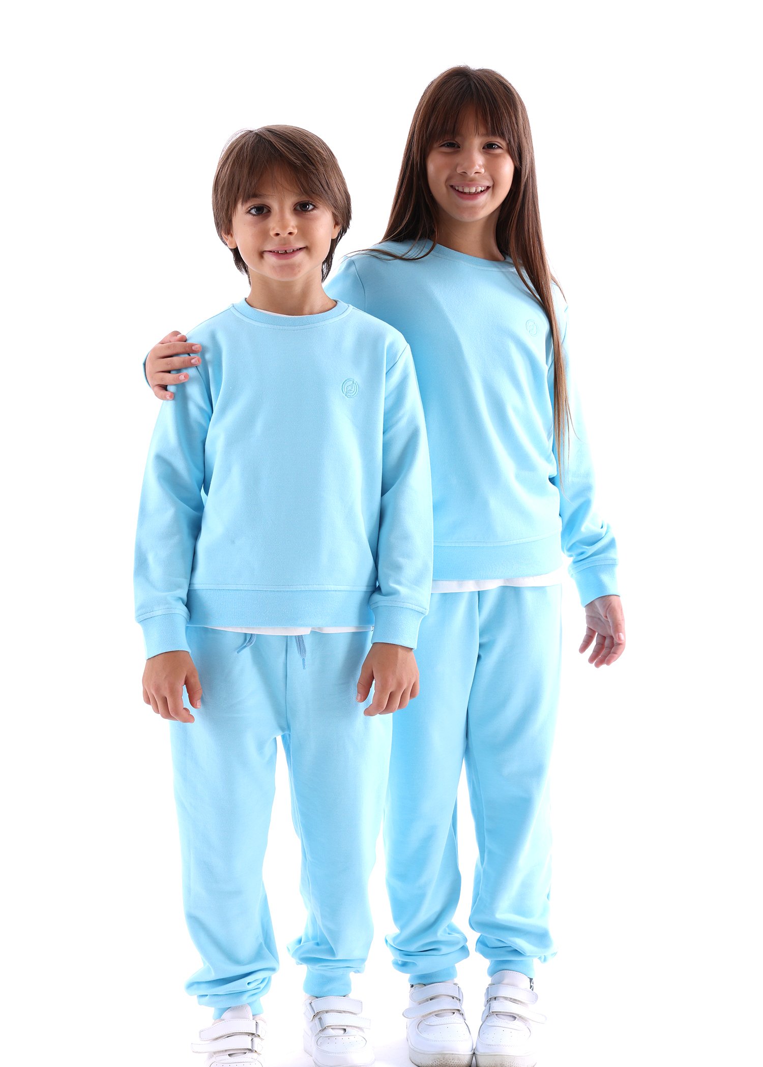 Bamboo Fabric Raised Blue Winter Unisex Children's Sweatpants