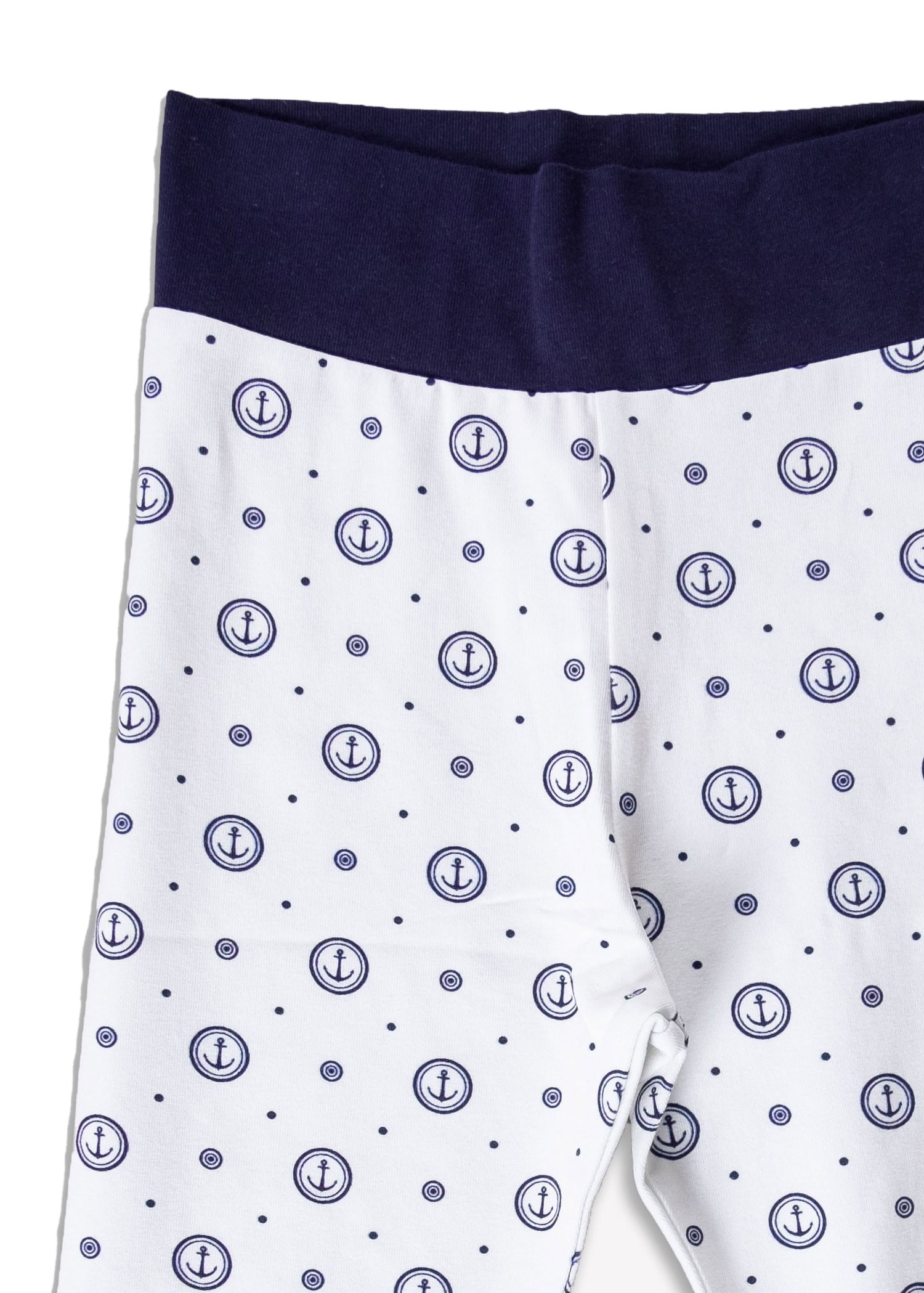 Organic Anchor Printed Ecru Navy Blue Unisex Baby Bottom