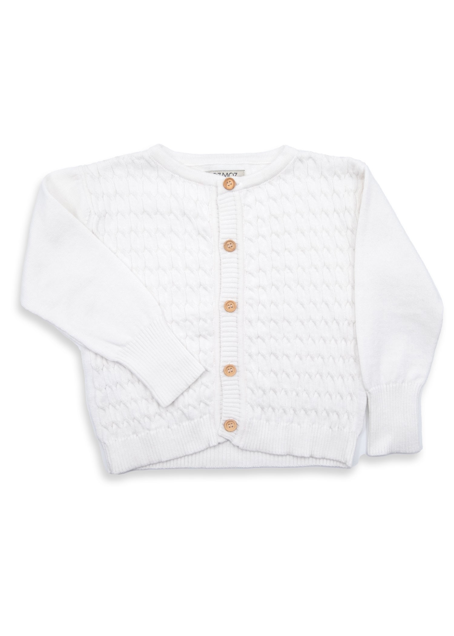 Organic Knitwear Knitted Long Sleeve White Spring Coat Little Boy Cardigan