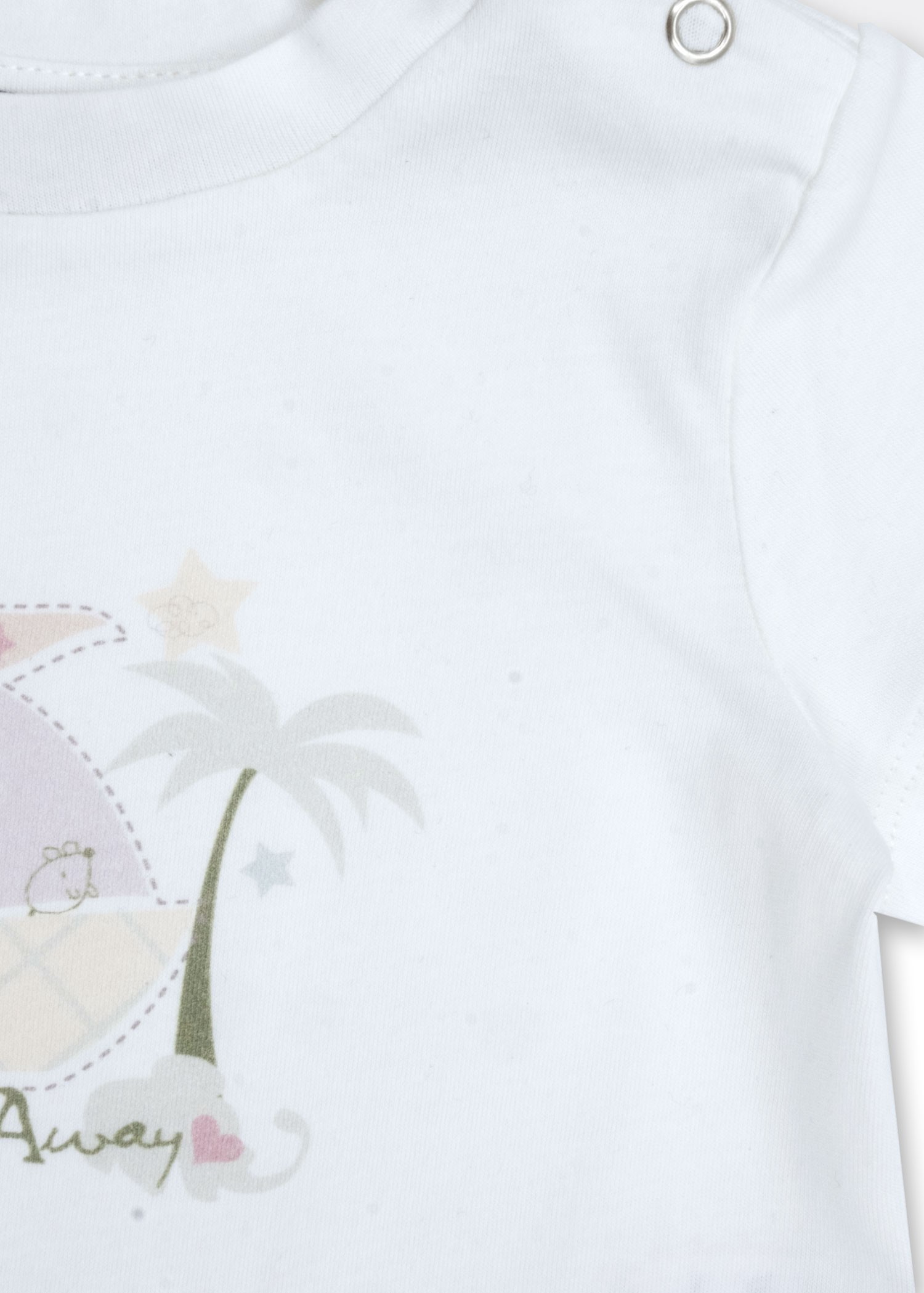 Organik Baskılı Beyaz Yazlık Unisex Bebek Tshirt