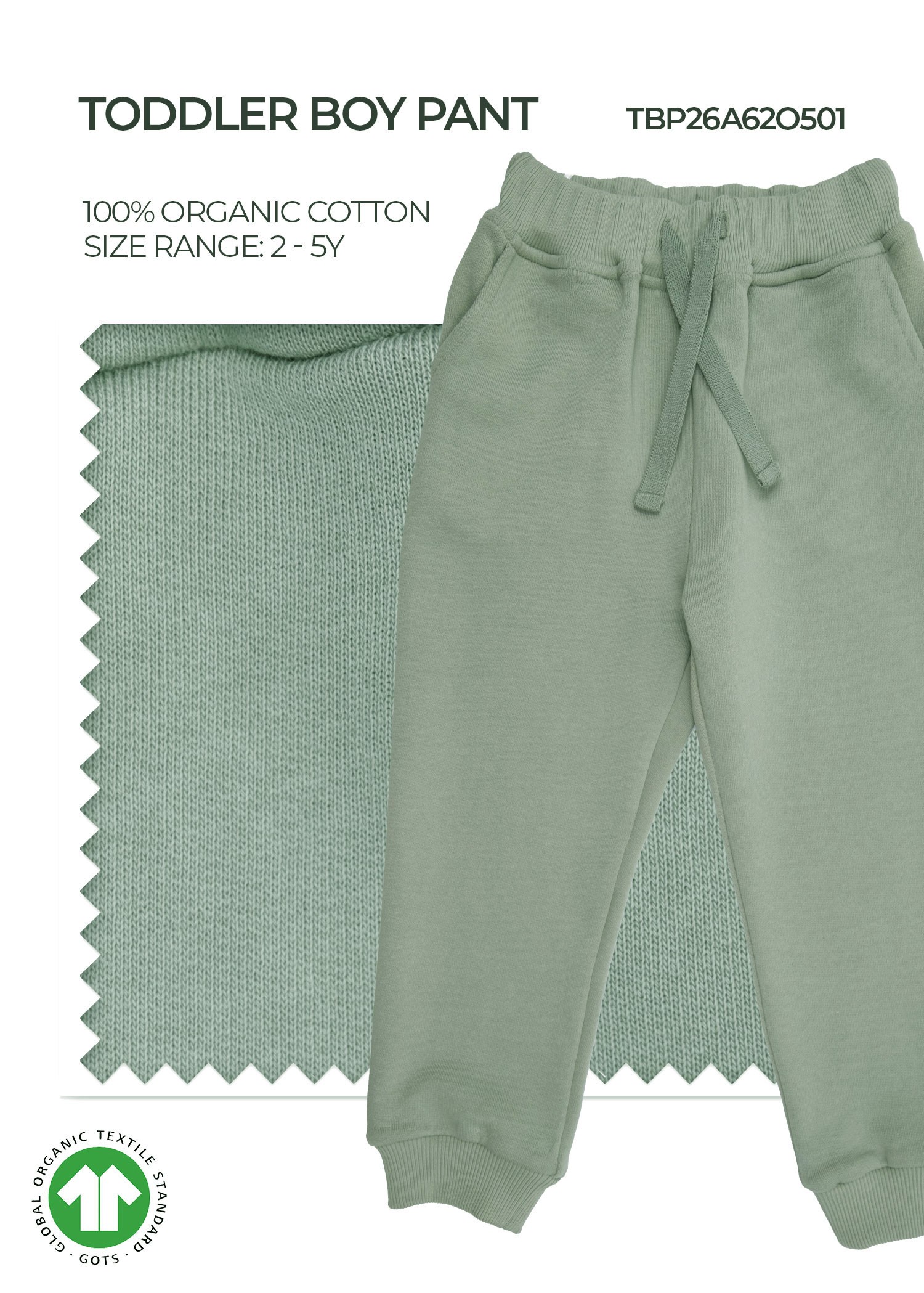 Organic Desert Sage Toddler Boy Pant